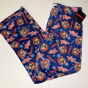 NWT Chucky Men's Christmas Minky Fleece Sleep Pajama Pants Wanna Play Size L